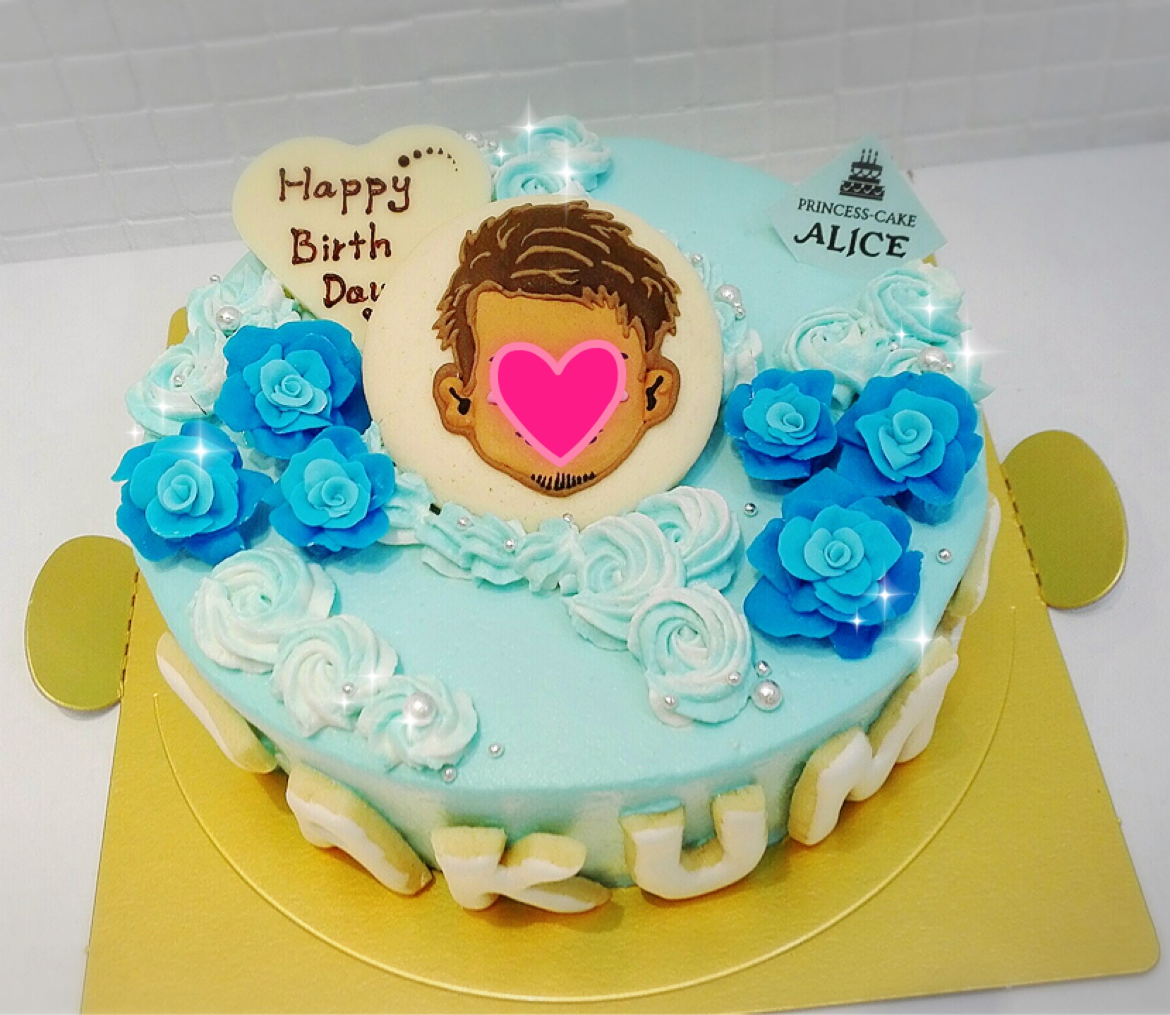青いバラのケーキ 大阪なんば オーダーケーキ 大阪でオーダーケーキなら大阪ミナミ なんば 心斎橋の宅配ケーキ プリンセスケーキアリス